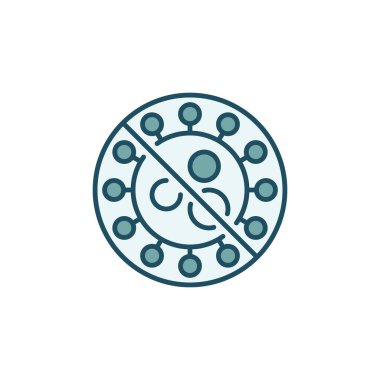 Virüs renkli vektör simgesini durdur - Bakteri işareti yok