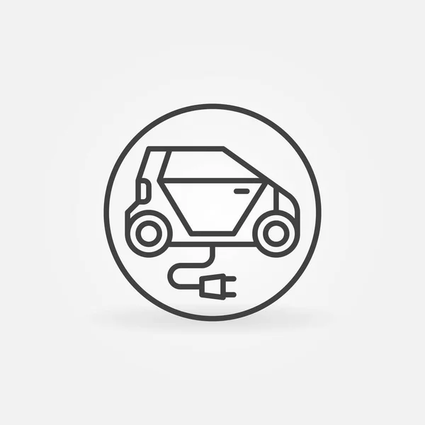 EV met Plug vector concept ronde lijn pictogram — Stockvector