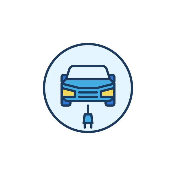 Vector EV with Plug concept round colored icon — Stock Vector
