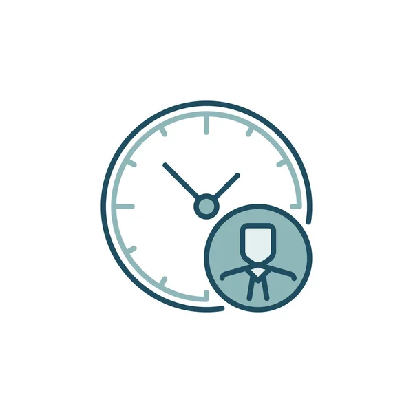 Klok en Zakenman gekleurd pictogram - Work Time sign — Stockvector