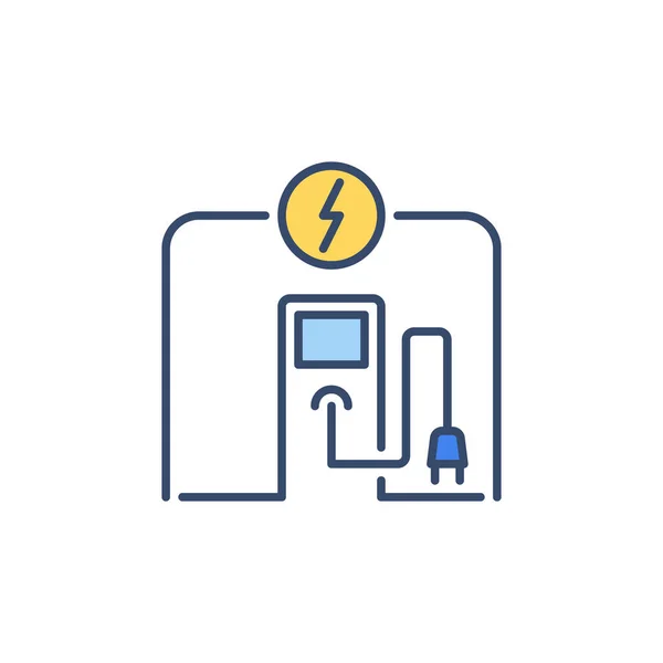 Farbiges Symbol für das Elektro-Ladepunkt-Vektorkonzept — Stockvektor