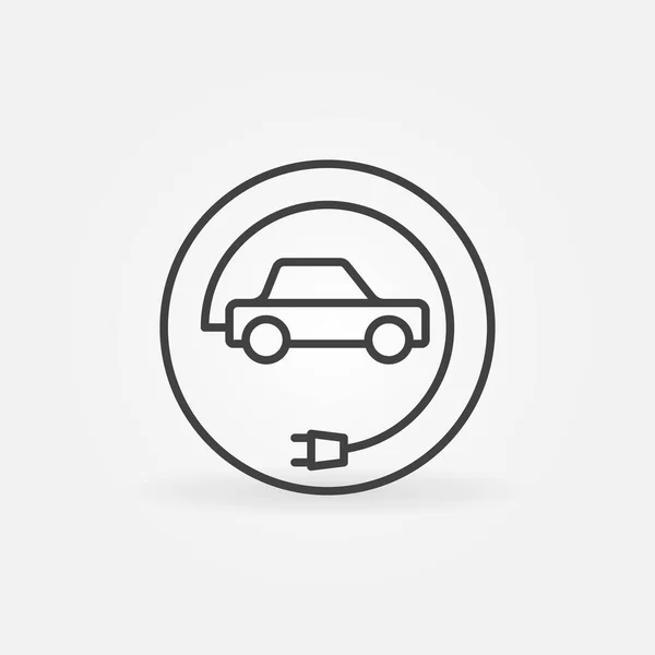 Elektrikli Araba taslak ikonu. EV vektör yuvarlak işareti — Stok Vektör
