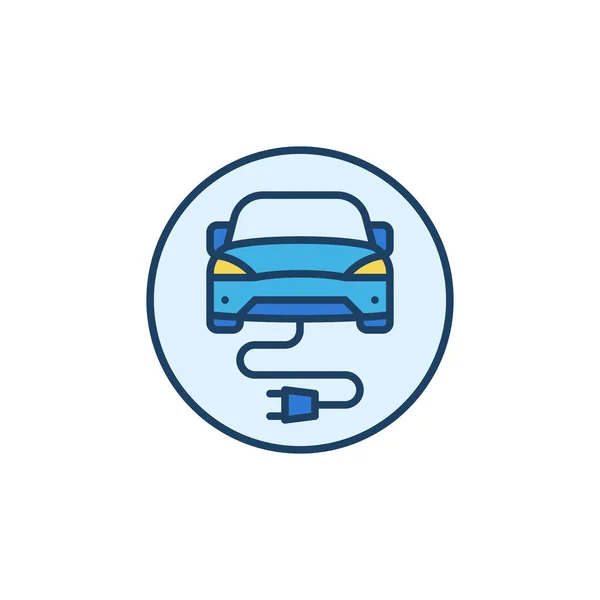 Electric Car with Plug vector concept round colored icon — Stock Vector
