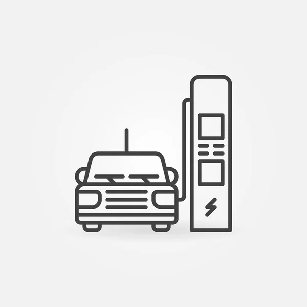Elektriskt fordon EV Laddningsvektor koncept linjär ikon — Stock vektor