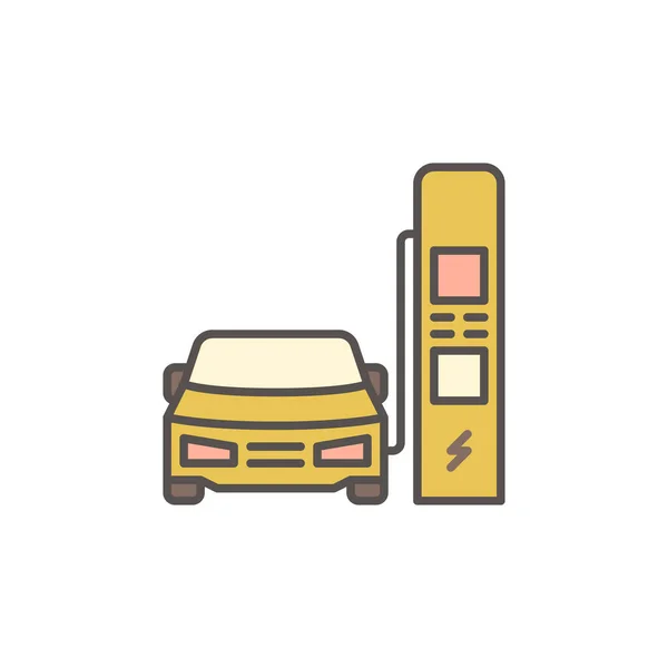 EV o auto elettrica concetto di ricarica vettore icona colorata — Vettoriale Stock