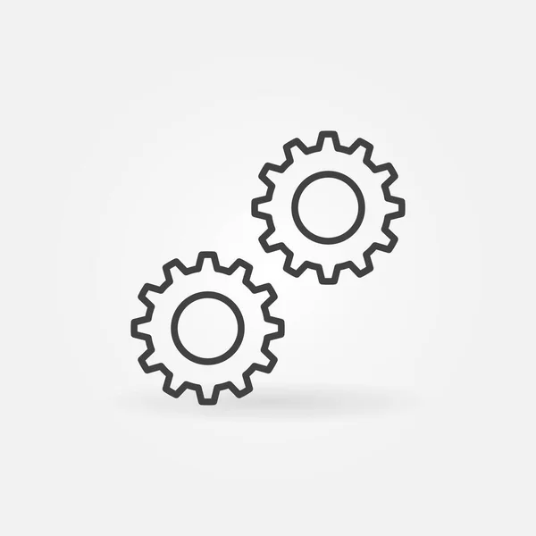 Two Cogs vector concept icon in outline style — Stock Vector