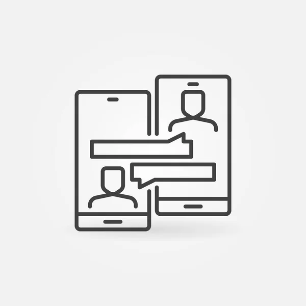 Communication en ligne avec l'icône vectorielle de ligne Smartphone — Image vectorielle