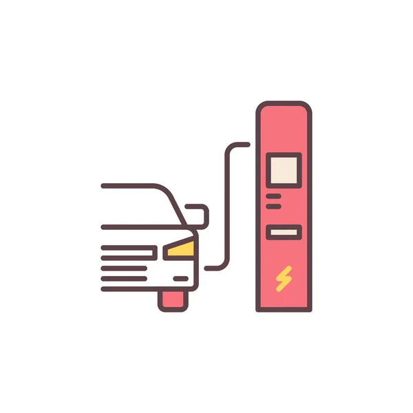 EV Charging an der Ladestation Vektor farbiges Symbol — Stockvektor