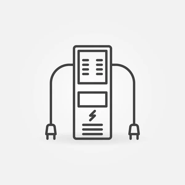 Icône de concept vectoriel de contour de station de charge voiture électrique — Image vectorielle