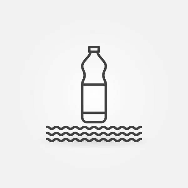 Plastic bottle in sea vector concept line icon — 图库矢量图片