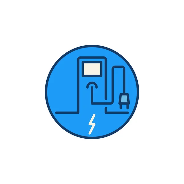 Electric Car Recharging Point vector round colored icon — Stockvektor