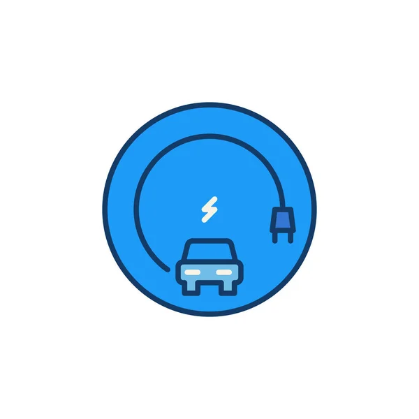 Veículo elétrico EV com plug conceito redondo ícone colorido — Vetor de Stock