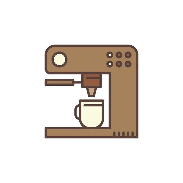 Vektorový kávovar koncept hnědá ikona nebo znak — Stockový vektor
