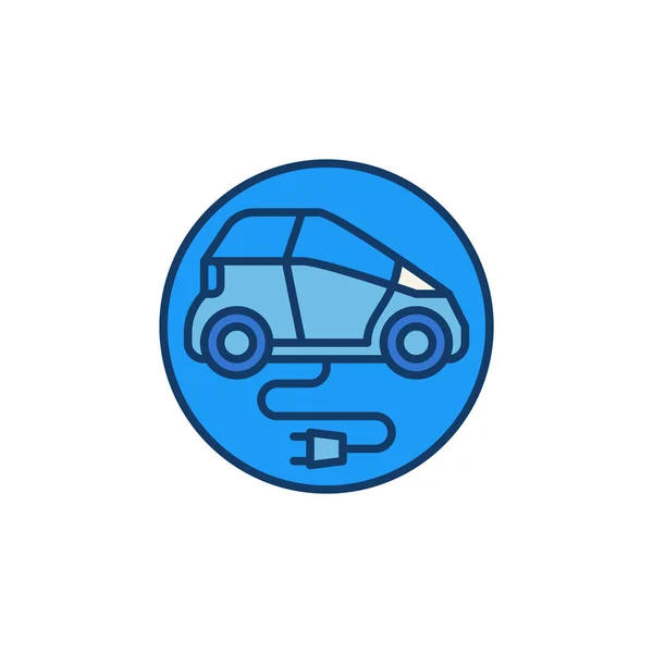 Electric Car vector concept round colored icon or symbol — Stock Vector