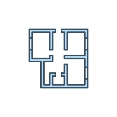 Ev Planı mavi vektör simgesi - Mimari Mimari Mimari İşareti