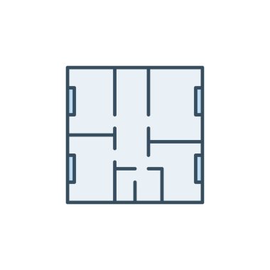 Daire Kat Planı vektör konsepti mavi simge