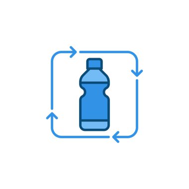 Vektör Plastik Şişe Geri Dönüşüm kavramı mavi simgesi