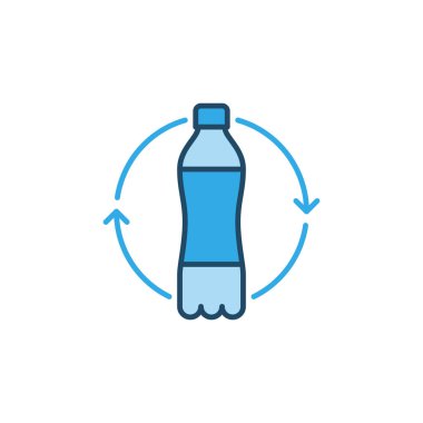 Plastik Şişeler Geri Dönüşüm Vektörü konsepti mavi simge