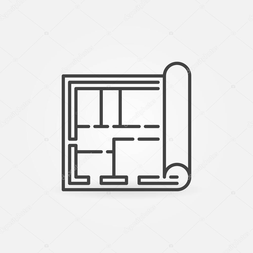 House Plan or Blueprint vector thin line concept icon