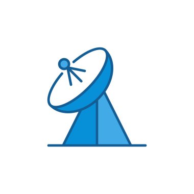 Parabolik anten konsept vektör mavi simge veya sembol