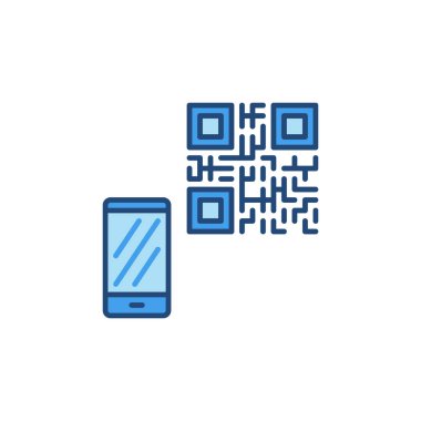 Akıllı telefon ve QR Kod vektör konsepti renkli simge