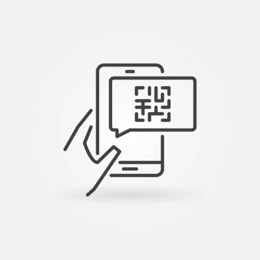 QR Kod Mesajı ana hatlı akıllı telefon vektör simgesi