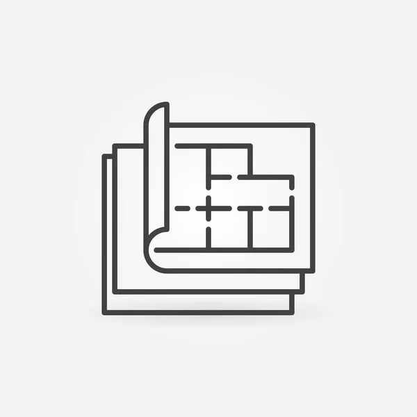 Blauwdruk of House Plan vector dunne lijn concept icoon — Stockvector