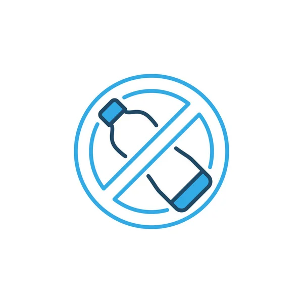 No Plastic Bottle vector concept colored icon — Stock Vector