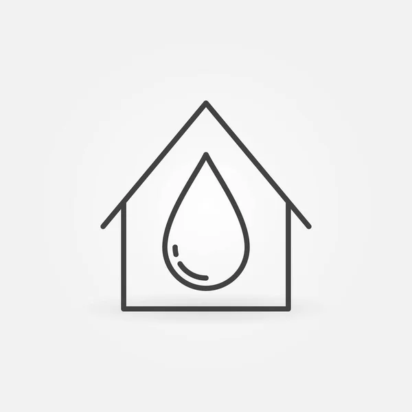 Hus med vatten släpp vektor tunn linje VVS ikon — Stock vektor