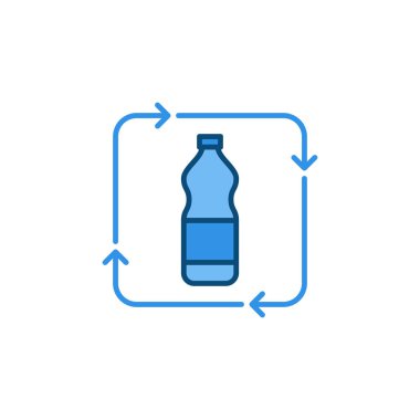 Vektör Plastik Şişe Geri Dönüşüm kavramı mavi simgesi