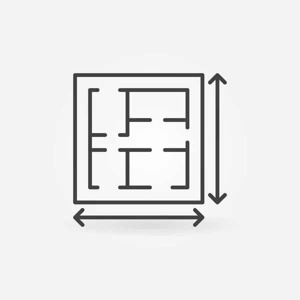 Blueprint with arrows vector concept outline icon — стоковый вектор