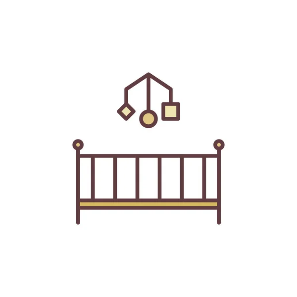 Cot vector concept colored icon. Infant Bed sign — Vetor de Stock