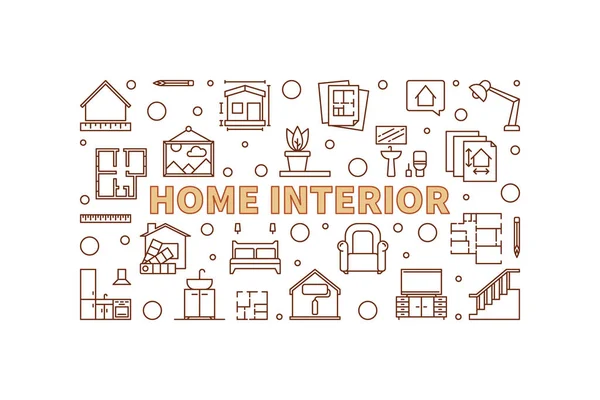 Home Interior vector Design horizontal line illustration — Image vectorielle