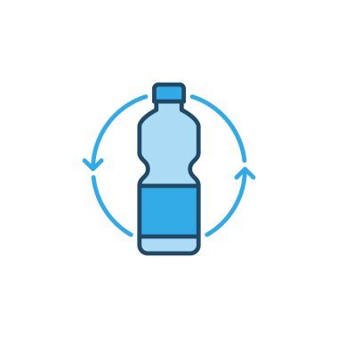 Plastik şişe vektör konseptini geri dönüştür mavi simge