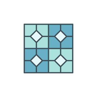 Döşeme Döşeme Taşı konsepti mavi simge veya sembol