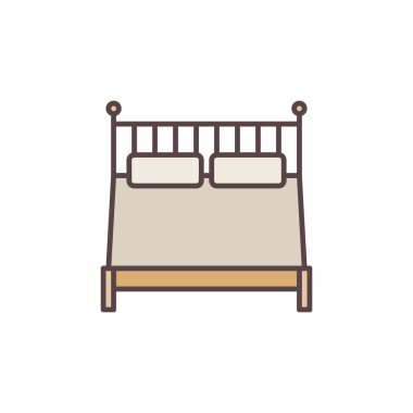 Çift yatak kavramı modern renkli vektör simgesi