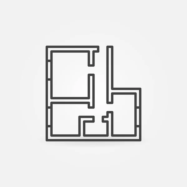 Haus oder Wohnung Plan Vektor Konzept Linie Symbol — Stockvektor