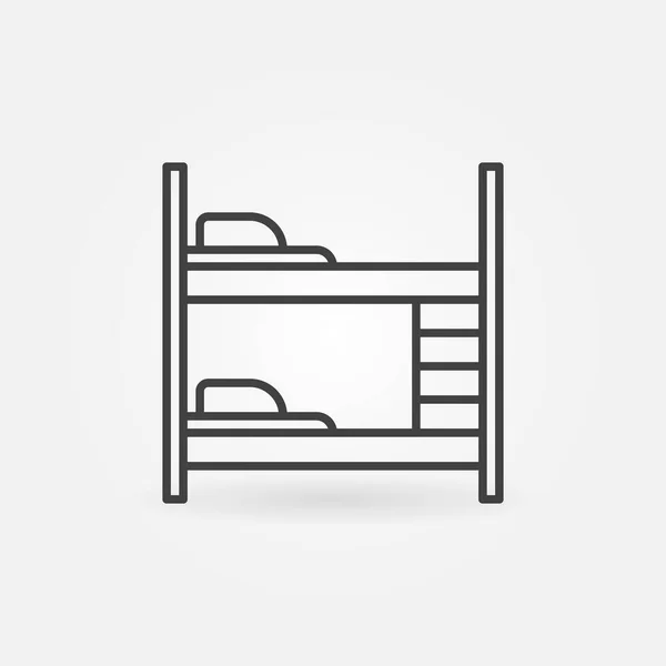 Bunk lub dwupoziomowe łóżko wektor cienka linia koncepcji ikona — Wektor stockowy