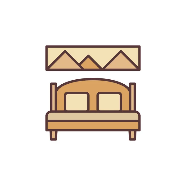 Double Bed and Picture above vector concept colored icon — Vettoriale Stock