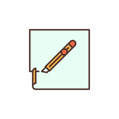 Kağıt ve Kırtasiye Bıçak vektör konsepti renkli simge