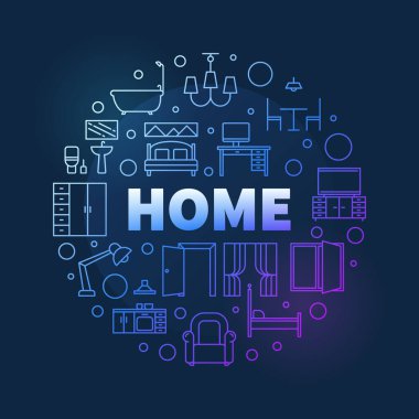 Ev vektörü yuvarlak İç renkli doğrusal illüstrasyon