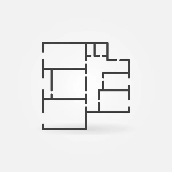 Apartment Plan schets vector concept eenvoudig pictogram — Stockvector