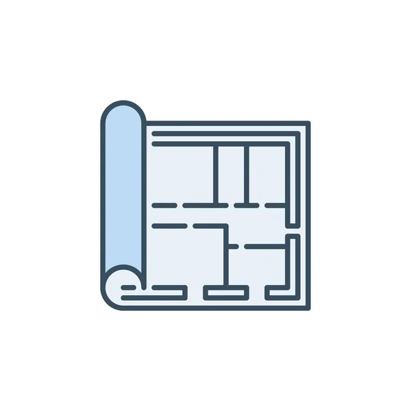 Blauwdruk of House Plan vector Architectuur blauw pictogram — Stockvector