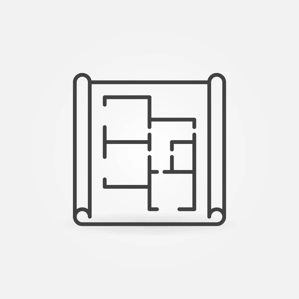 Papel con icono de concepto de vector lineal Plan de Apartamento — Archivo Imágenes Vectoriales