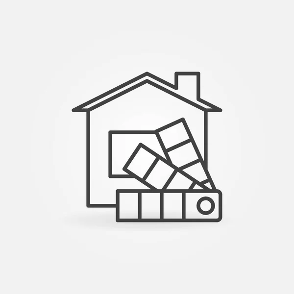 Hus med palett linje ikon. Interiör Design vektor symbol — Stock vektor