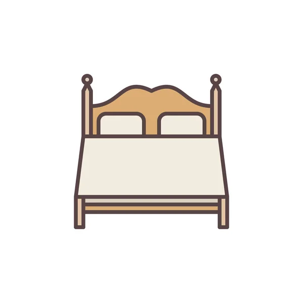 Conceito de vetor de cama de casal bonito ícone colorido — Vetor de Stock