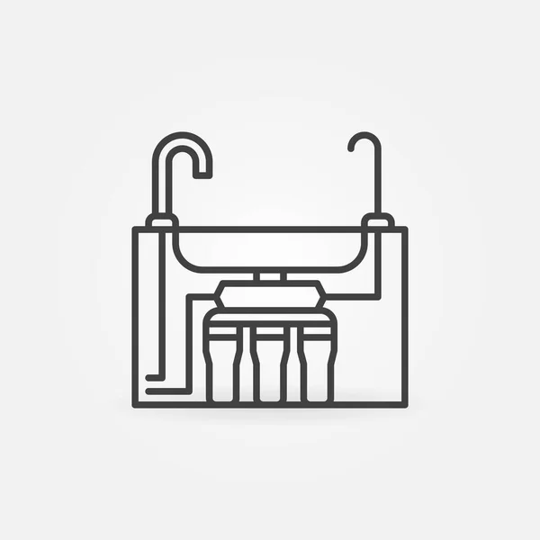 Omgekeerde Osmosis Water System onder de spoellijn pictogram — Stockvector