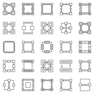 Engelleme zinciri ana hat simgeleri ayarlandı - vektör engelleme zincir sembolleri