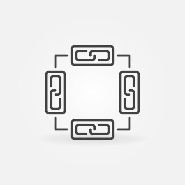 Engelleme hattı simgesi. Bloklardaki zincir vektör ana hat sembolü