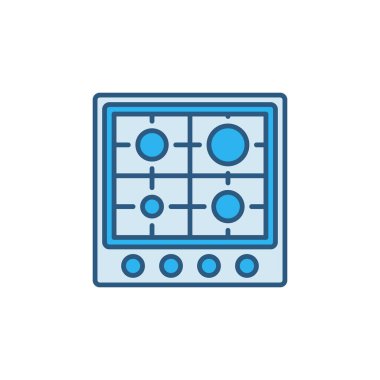 Gaz Fırını vektör konsepti mavi simge - Üst Görünüm